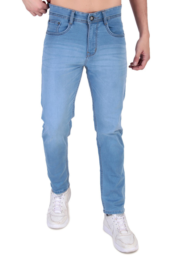 Comfort Fit Stretch Mid Rise Blue Jeans