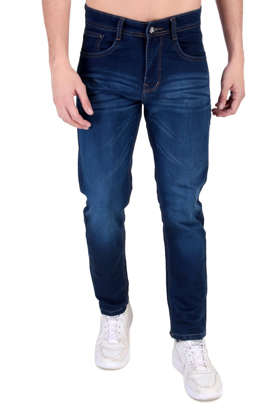 Comfort Fit Stretch Mid Rise Blue Jeans