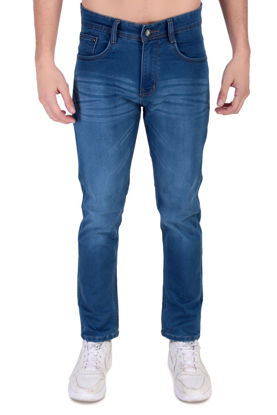 Comfort Fit Stretch Mid Rise Blue Jeans