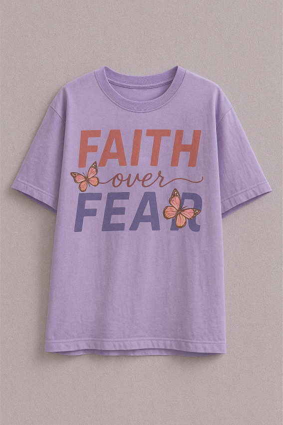 Faith Over Fear Girl's Oversized Tee
