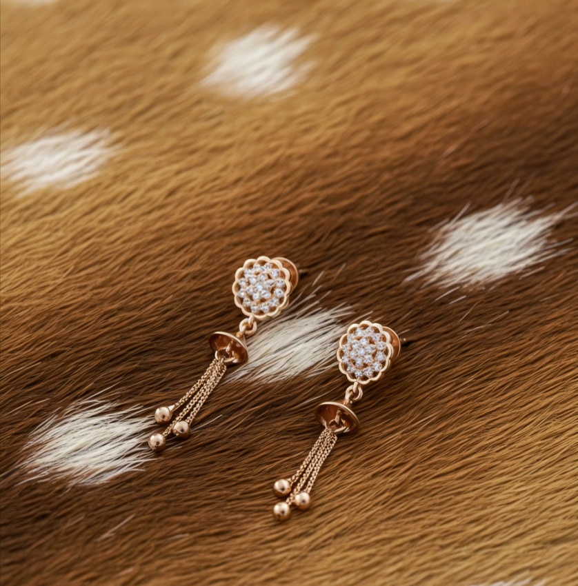 Rosette Charm Chain Droop Earring