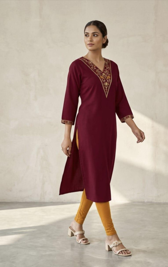 Minimal Maroon Kurti