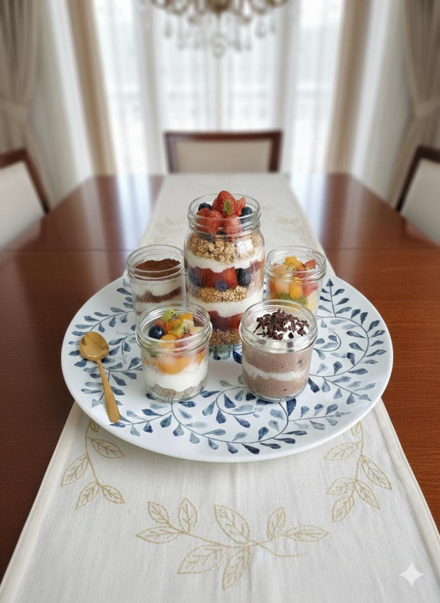 Wooden Lazy Susan with Enamel