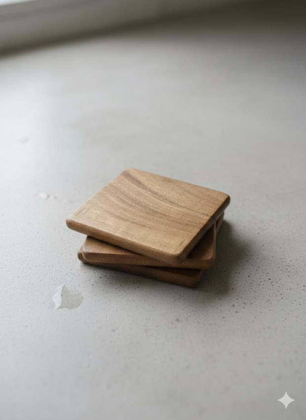 Rustic Mango Wood Coasters- Set of 4