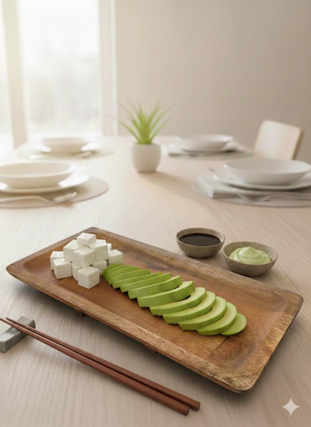 Solid Wood Rectangular Footed Serving Tray