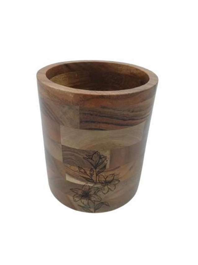 Wooden Cutlery Holder – Floral Etched Series