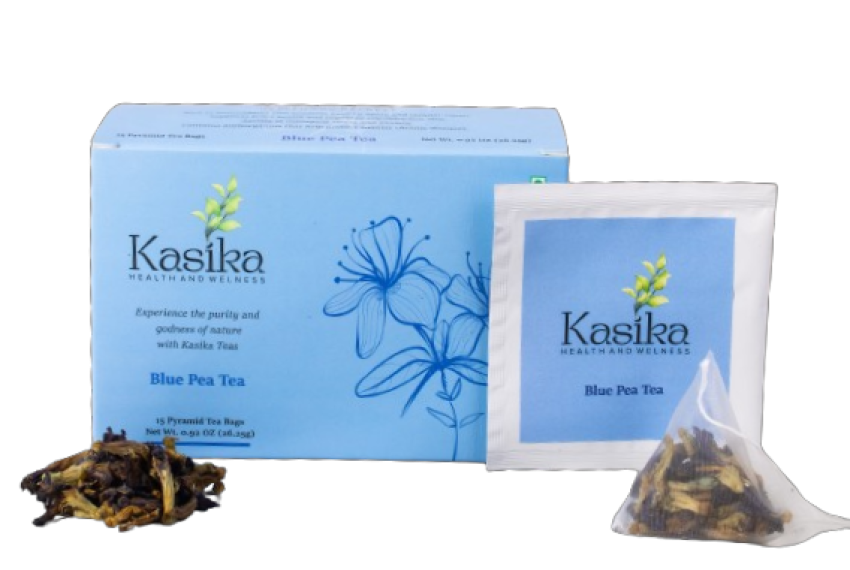 Kasika Dried Butterfly Blue Pea Flower Herbal Tea Pyramid Bags 15 pcs