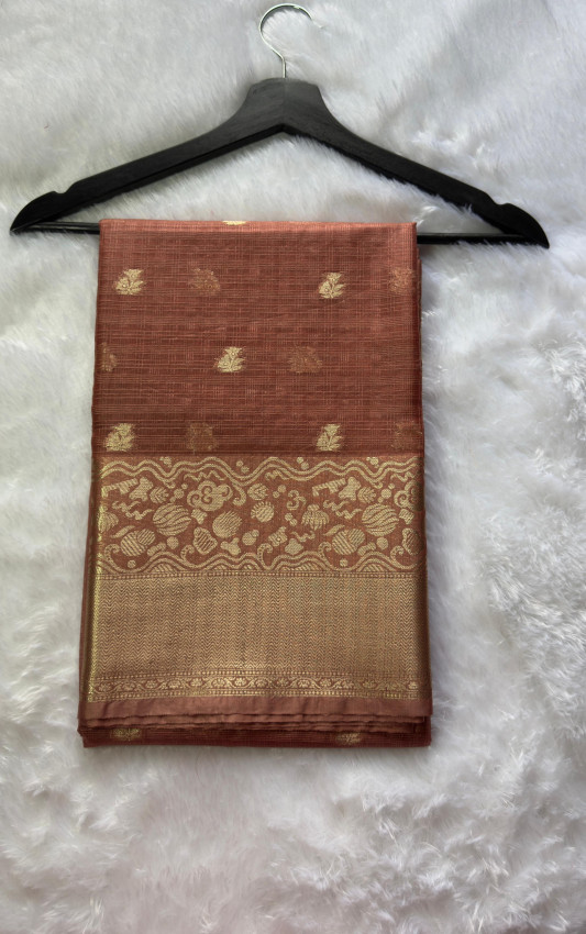 Chinnon Saree - Copper Brown with Gold Zari - Code03