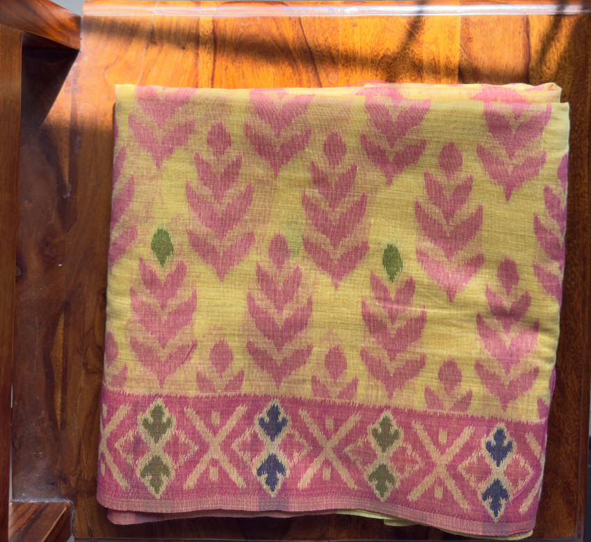 Muga Cotton Saree with Traditional Batik Motifs