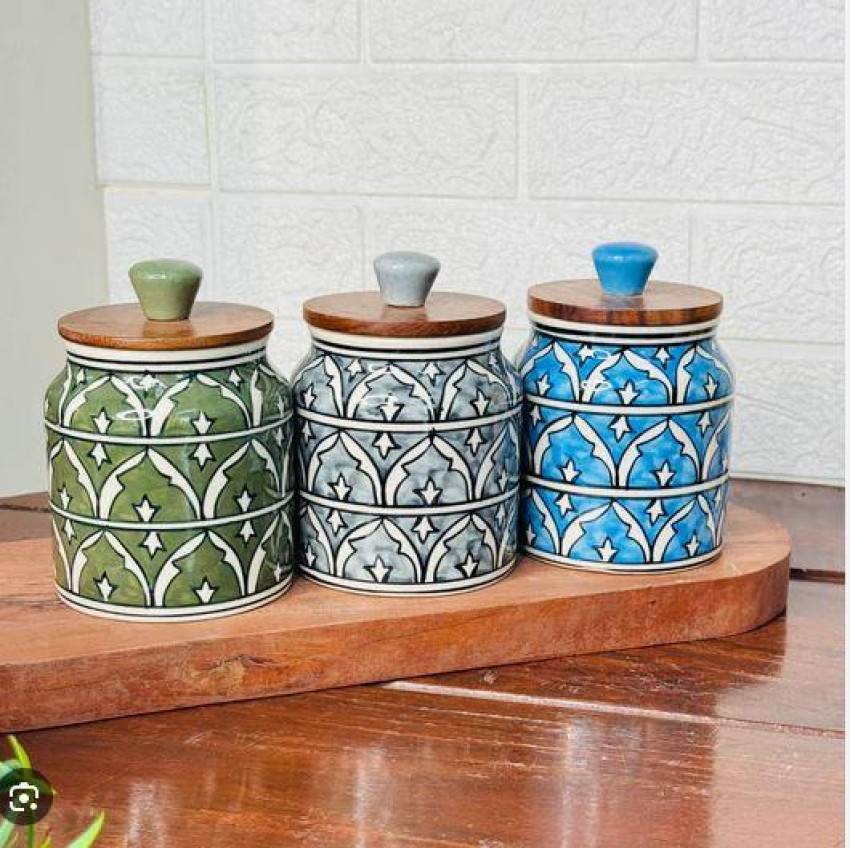 Hand painted ceramic jar