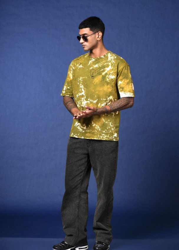 mustdard yellow acid bleach Oversize T-shirt