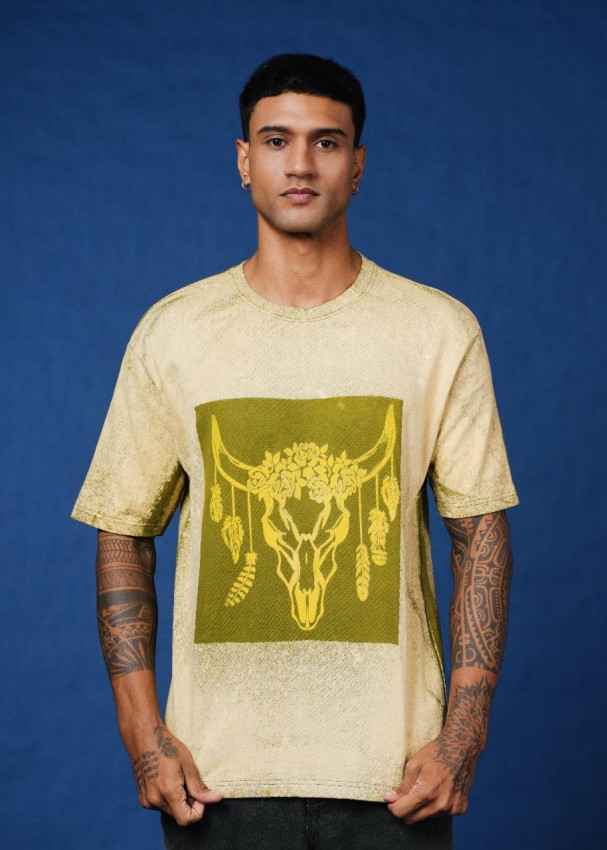 Wolf Drop Shoulder Acid Washed T-Shirt.