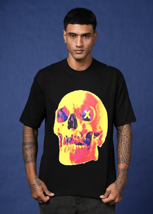 black red and yellow Drop Shoulder DTF Printed T-Shirt.