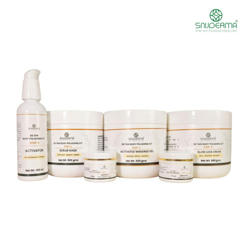 Body Polishing and Detailing Kit for Tan Removal & Glowing Skin (Scrub, Gel,Cream-500 gm, activator 100ml and 2 boosters 20gms)