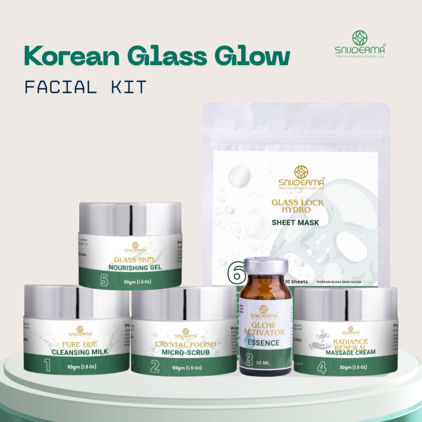 Korean Glass Glow Facial Kit. This is a complete 6-step professional glass skin treatment.