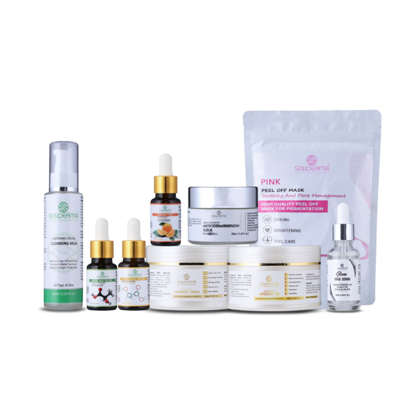 Snijderma Medifacial Kit – 6 Step Professional Facial Kit with Glycolic Acid, Lactic Acid & Vitamin C Boosters for Skin Brightening, Hydration & Repair