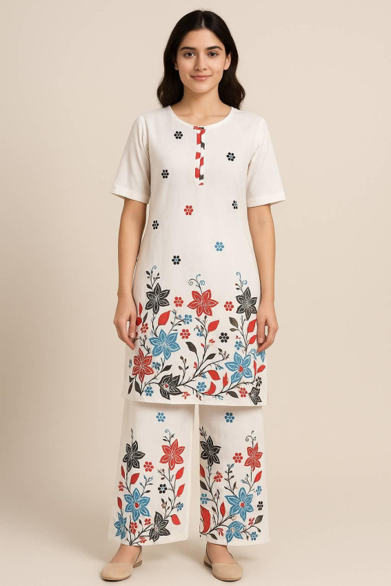 Floral print Kurti Pant Set