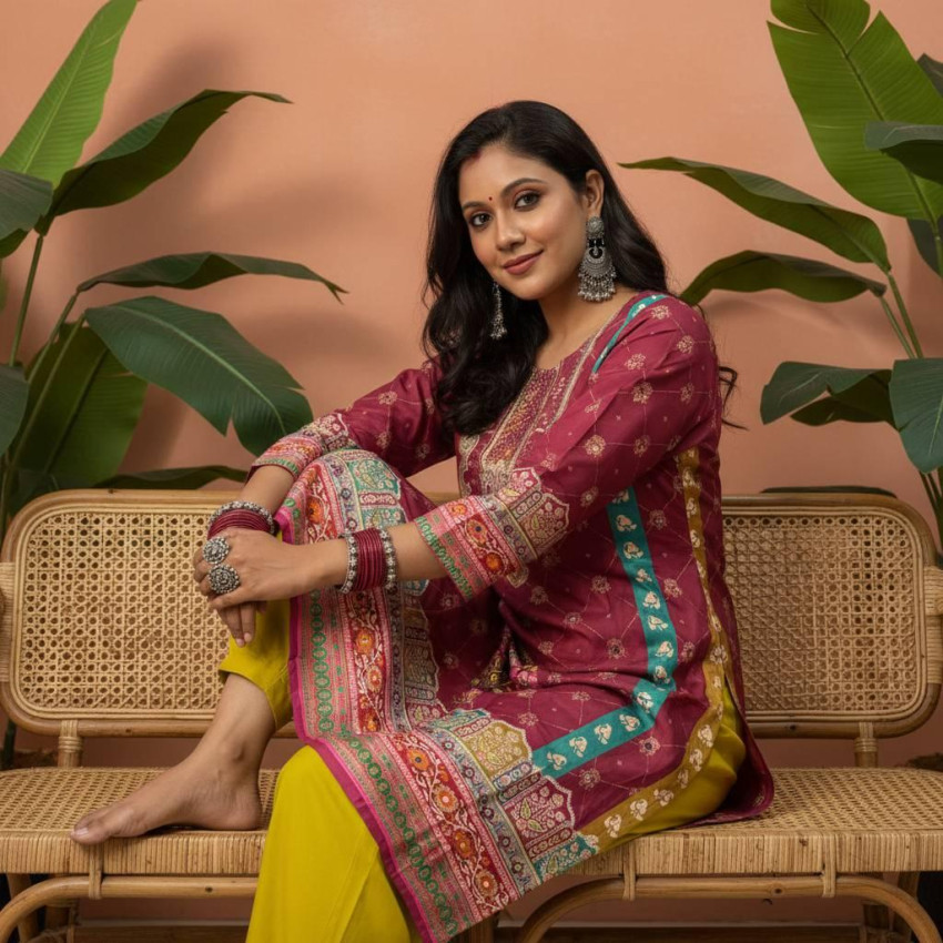 Mirror Roman Pant Set With Zarii Duppta