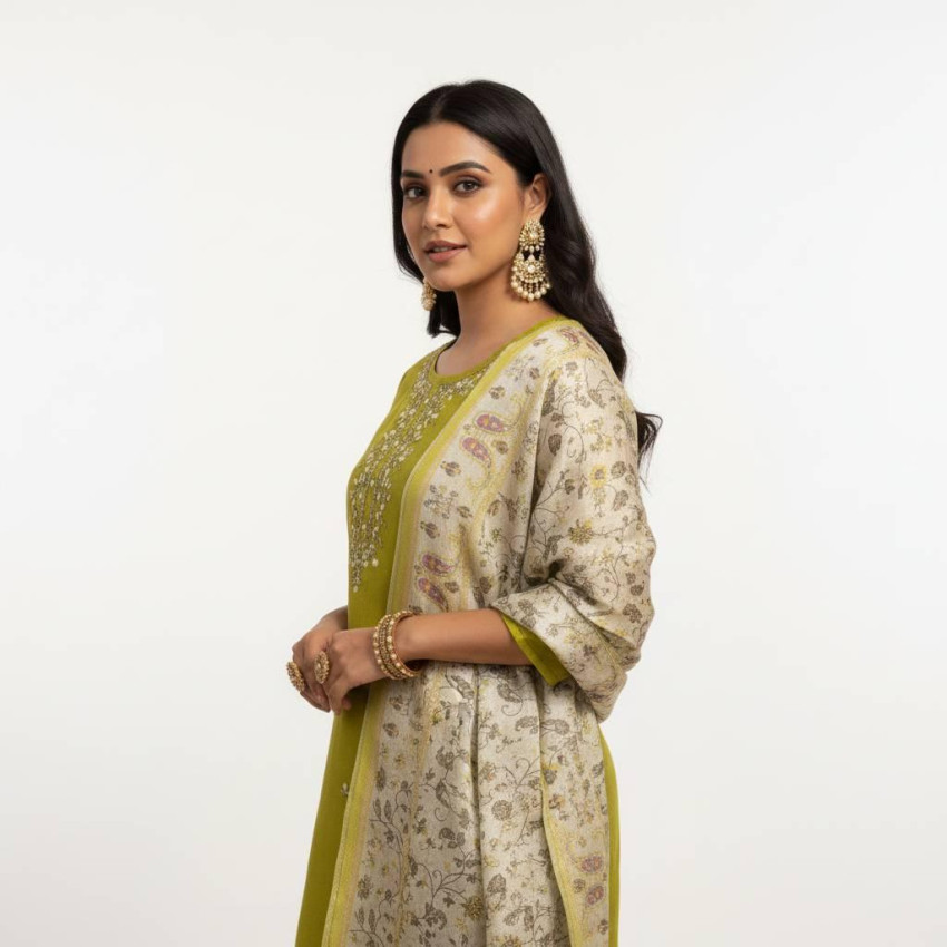Vichitra Silk Handwork 3-Piece Set