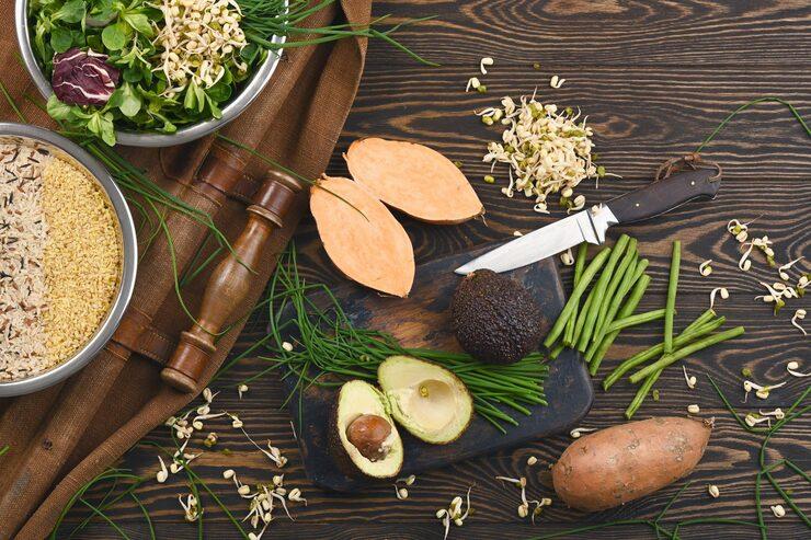Woman doing yoga on mat